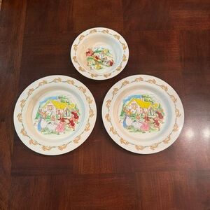 Bunnykins Melamine Baby Toddler Bowl and Plate Dishes Park Ring around t…